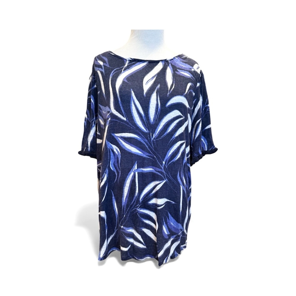 Chico's Navy and White Patterned Top 3 / XL